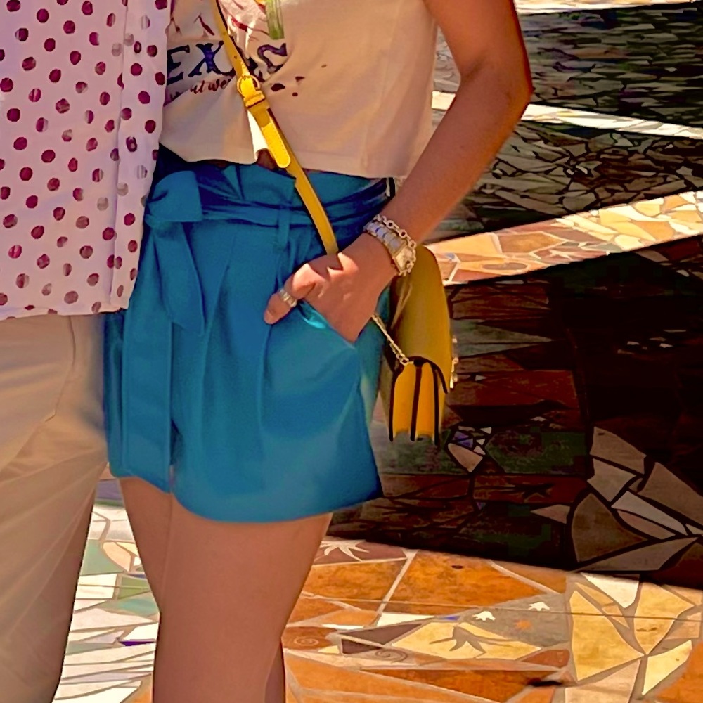 Vegan leather, turquoise shorts. Amazing find!